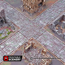 Load image into Gallery viewer, Flagstone Lanes - Roads of Ruin - 15mm 20mm 28mm 32mm Printable Scenery Shadowfey Wargaming Terrain D&amp;D DnD