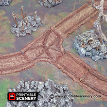 Load image into Gallery viewer, Forest Cart Tracks - 15mm 20mm 28mm 32mm Printable Scenery Shadowfey Wargaming Terrain D&amp;D DnD