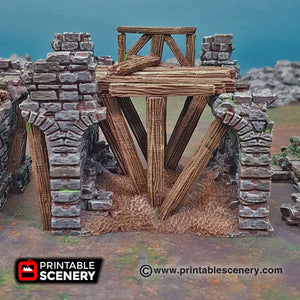 Ruined Bridge Spans - 15mm 28mm 32mm Printable Scenery Shadowfey Wargaming Terrain D&D DnD