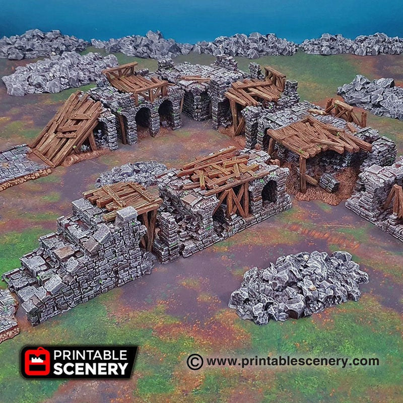 Ruined Bridge Spans - 15mm 28mm 32mm Printable Scenery Shadowfey Wargaming Terrain D&D DnD