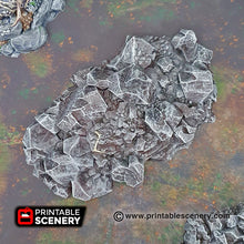 Load image into Gallery viewer, Jagged Rocks Scatter - Chunky Rocks - 15mm 28mm 32mm 40mm - Printable Scenery Shadowfey Wilds