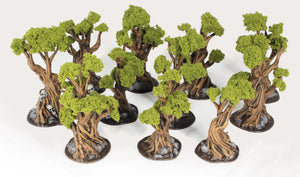 Painted Gnarly, Wildwood, and Skull Tree Set - Winterdale 28mm Wargaming Tabletop Scatter Terrain D&D DnD