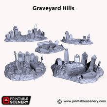 Load image into Gallery viewer, Graveyard Hills - Grave Yard Shadowfey Wilds 15mm 20mm 28mm 32mm Wargaming Terrain D&amp;D DnD