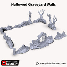 Load image into Gallery viewer, Hallowed Graveyard - Shadowfey Wilds Grave Yard Cemetery 15mm 20mm 28mm 32mm Wargaming Terrain D&amp;D DnD