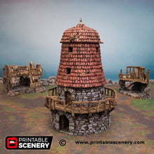 Load image into Gallery viewer, Haunted Windmill - Shadowfey Wilds 15mm 20mm 28mm 32mm 37mm Wargaming Terrain D&amp;D DnD