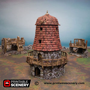 Haunted Windmill - Shadowfey Wilds 15mm 20mm 28mm 32mm 37mm Wargaming Terrain D&D DnD