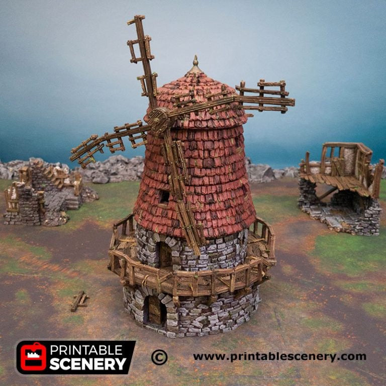Haunted Windmill - Shadowfey Wilds 15mm 20mm 28mm 32mm 37mm Wargaming Terrain D&D DnD