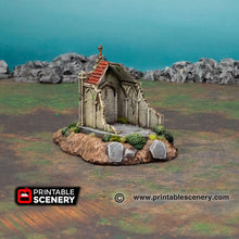 Load image into Gallery viewer, Hallowed Mausoleum Chapel - Shadowfey Wilds Grave Yard Cemetery 15mm 20mm 28mm 32mm Wargaming Terrain D&amp;D DnD