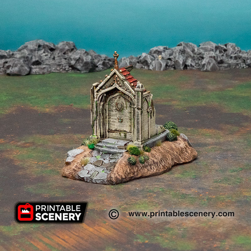 Hallowed Mausoleum Chapel - Shadowfey Wilds Grave Yard Cemetery 15mm 20mm 28mm 32mm Wargaming Terrain D&D DnD