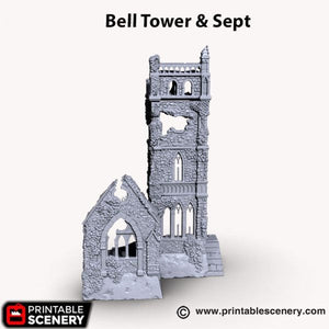 Bell Tower and Sept - Shadowfey Ruins 15mm 20mm 28mm 32mm 37mm Belltower Transept Wargaming Terrain D&D DnD