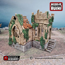 Load image into Gallery viewer, Bell Tower and Sept - Shadowfey Ruins 15mm 20mm 28mm 32mm 37mm Belltower Transept Wargaming Terrain D&amp;D DnD
