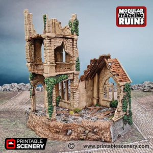 Bell Tower and Sept - Shadowfey Ruins 15mm 20mm 28mm 32mm 37mm Belltower Transept Wargaming Terrain D&D DnD