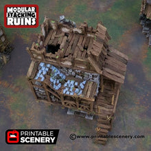 Load image into Gallery viewer, Ruined Gatehouse East Wing - Shadowfey Ruins 15mm 20mm 28mm 32mm 37mm Wargaming Terrain D&amp;D DnD