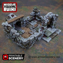 Load image into Gallery viewer, Ruined Gatehouse East Wing - Shadowfey Ruins 15mm 20mm 28mm 32mm 37mm Wargaming Terrain D&amp;D DnD