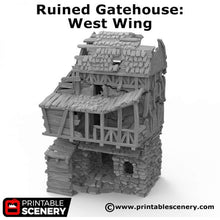 Load image into Gallery viewer, Ruined Gatehouse West Wing - Shadowfey Ruins 15mm 20mm 28mm 32mm 37mm Wargaming Terrain D&amp;D DnD