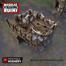 Load image into Gallery viewer, Ruined Gatehouse West Wing - Shadowfey Ruins 15mm 20mm 28mm 32mm 37mm Wargaming Terrain D&amp;D DnD