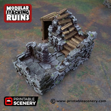 Load image into Gallery viewer, Ruined Gatehouse West Wing - Shadowfey Ruins 15mm 20mm 28mm 32mm 37mm Wargaming Terrain D&amp;D DnD