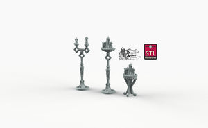 Candle Holders - STL Miniatures Wargaming D&D DnD