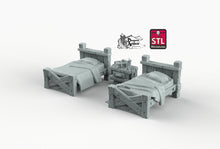 Load image into Gallery viewer, Wooden Beds - STL Miniatures Wargaming D&amp;D DnD