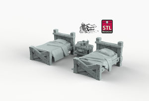 Wooden Beds - STL Miniatures Wargaming D&D DnD