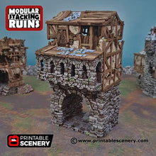 Load image into Gallery viewer, Ruined Gatehouse Entrance Gate - Shadowfey Ruins 15mm 20mm 28mm 32mm 37mm Wargaming Terrain D&amp;D DnD