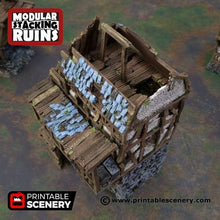 Load image into Gallery viewer, Ruined Gatehouse West Wing - Shadowfey Ruins 15mm 20mm 28mm 32mm 37mm Wargaming Terrain D&amp;D DnD