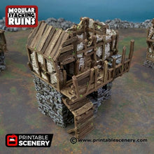 Load image into Gallery viewer, Ruined Gatehouse West Wing - Shadowfey Ruins 15mm 20mm 28mm 32mm 37mm Wargaming Terrain D&amp;D DnD