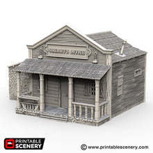Load image into Gallery viewer, Sheriff&#39;s Office and Jail - 15mm 28mm 32mm Time Warp Wargaming Terrain Scatter Western D&amp;D DnD Sherrif Sheriffs