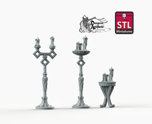 Candle Holders - STL Miniatures Wargaming D&D DnD