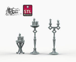 Candle Holders - STL Miniatures Wargaming D&D DnD