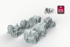 Crates and Supplies - STL Miniatures Wargaming D&D DnD