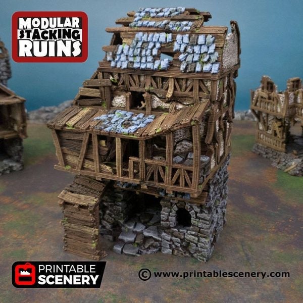 Ruined Gatehouse West Wing - Shadowfey Ruins 15mm 20mm 28mm 32mm 37mm Wargaming Terrain D&D DnD