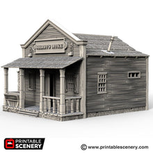 Load image into Gallery viewer, Sheriff&#39;s Office and Jail - 15mm 28mm 32mm Time Warp Wargaming Terrain Scatter Western D&amp;D DnD Sherrif Sheriffs