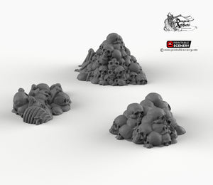 Skull Piles - 15mm 20mm 28mm 32mm 37mm Printable Scenery Shadowfey Wargaming Terrain D&D DnD bones