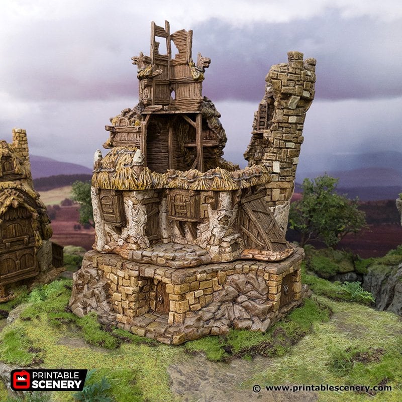 The Ruined Chieftain's Hall - Hagglethorn Hollow Printable Scenery 15mm 20mm 28mm 32mm 37mm D&D DnD Ruined Chieftains Hall