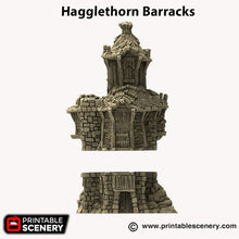 Load image into Gallery viewer, Hagglethorn Barracks - Hagglethorn Hollow Printable Scenery 15mm 20mm 28mm 32mm 37mm Wargaming Terrain D&amp;D DnD