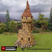 Load image into Gallery viewer, Hagglethorn Tower - Hagglethorn Hollow Printable Scenery 15mm 20mm 28mm 32mm 37mm Wargaming Terrain D&amp;D DnD