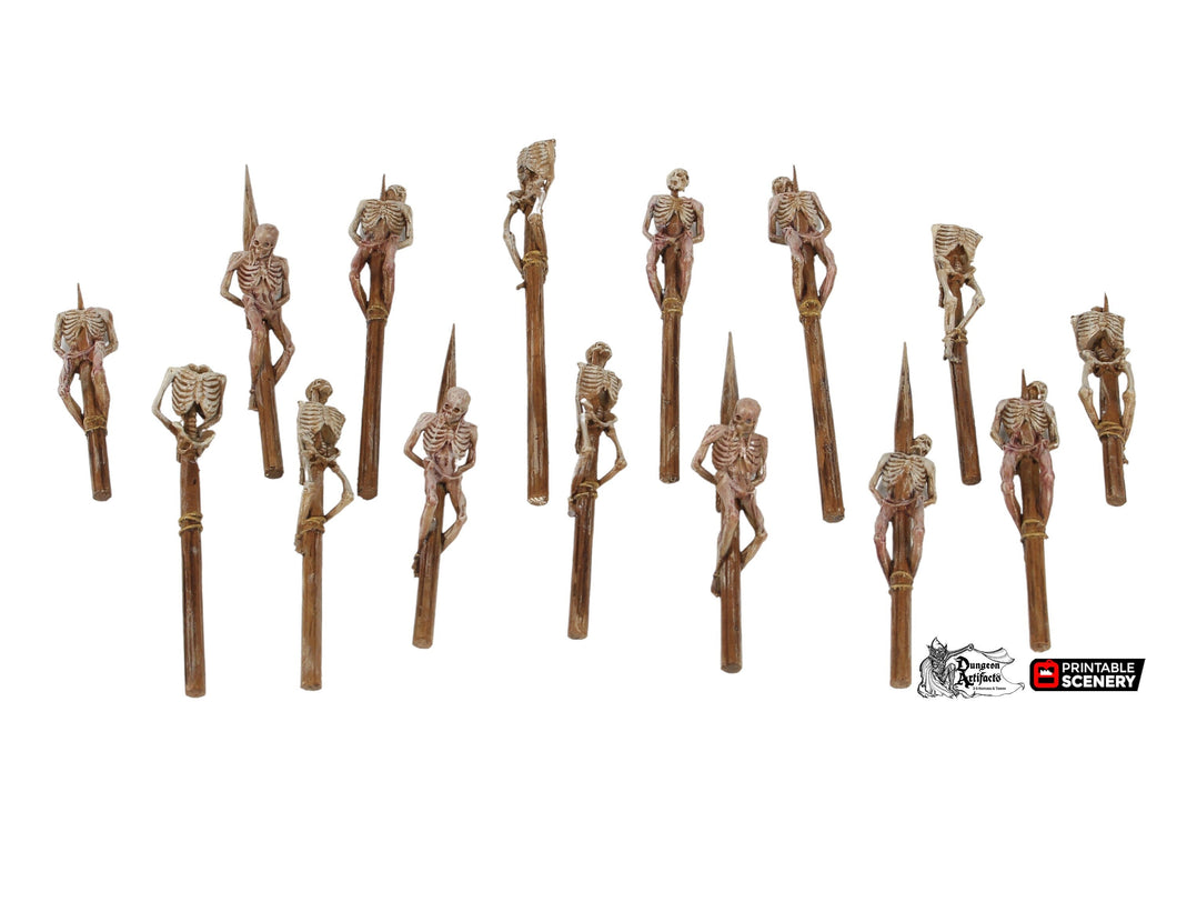 Impaled Skeletons - Painted - Printable Scenery Shadowfey Wilds Terrain Wargaming D&D DnD