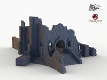 Load image into Gallery viewer, Dracul Ruined Monastery - 15mm 28mm 32mm Dracula Dark Realms Wargaming Terrain Scatter D&amp;D DnD Abbey Cloister Ruins