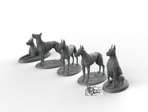 Great Danes - Printomancer3D Printomancer Miniatures Wargaming D&D DnD Pack Dogs Dog