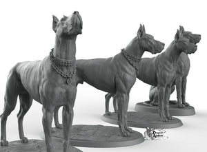 Great Danes - Printomancer3D Printomancer Miniatures Wargaming D&D DnD Pack Dogs Dog