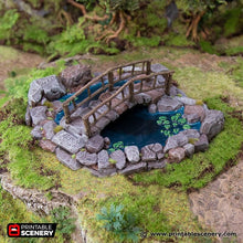 Load image into Gallery viewer, The Lovers Pool - Hagglethorn Hollow Printable Scenery Terrain D&amp;D DnD Lovers&#39; Lover&#39;s Pond Bridge Garden