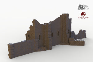 Dracul Ruined Monastery - 15mm 28mm 32mm Dracula Dark Realms Wargaming Terrain Scatter D&D DnD Abbey Cloister Ruins