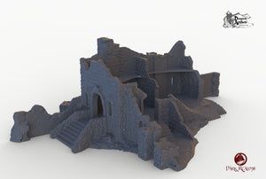 Dracul Ruined Monastery - 15mm 28mm 32mm Dracula Dark Realms Wargaming Terrain Scatter D&D DnD Abbey Cloister Ruins