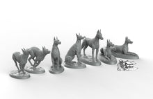Load image into Gallery viewer, Dobermanns - Printomancer3D Printomancer Miniatures Wargaming D&amp;D DnD Pack Doberman Pinscher Dogs Dog