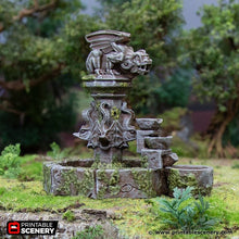 Load image into Gallery viewer, Gargoyle Fountain - Hagglethorn Hollow Printable Scenery Terrain D&amp;D DnD Hagglethorn Fountain Wishing Well Font The Fountain