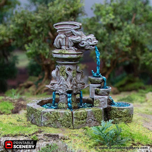 Gargoyle Fountain - Hagglethorn Hollow Printable Scenery Terrain D&D DnD Hagglethorn Fountain Wishing Well Font The Fountain