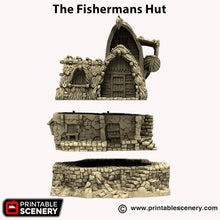 Load image into Gallery viewer, The Fisherman&#39;s Hut - Hagglethorn Hollow Fishermans Hut Fishermens Hut Printable Scenery 15mm 20mm 28mm 32mm 37mm Terrain D&amp;D DnD