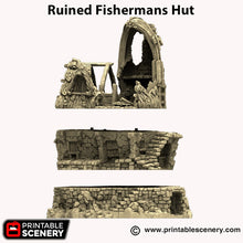 Load image into Gallery viewer, Ruined Fisherman&#39;s Hut - Hagglethorn Hollow Fishermans Hut Fishermens Hut Printable Scenery 15mm 20mm 28mm 32mm 37mm Terrain D&amp;D DnD