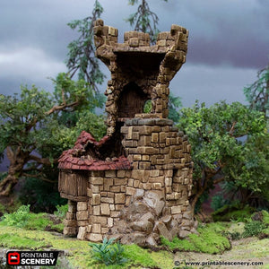 Hagglethorn Ruined Tower - Hagglethorn Hollow Printable Scenery 15mm 20mm 28mm 32mm 37mm Wargaming Terrain D&D DnD outpost